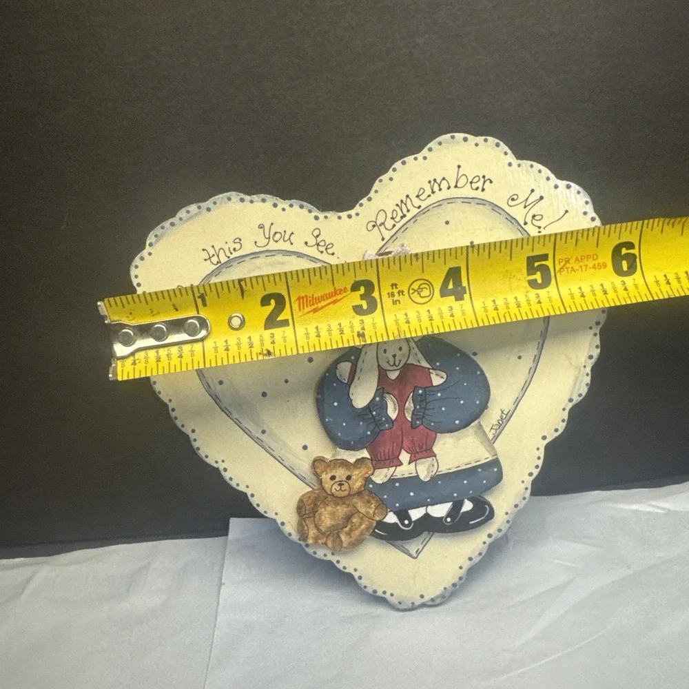 Cute Wooden Handpainted Girl‎ Holding Bunny, Bear, Wall Decor